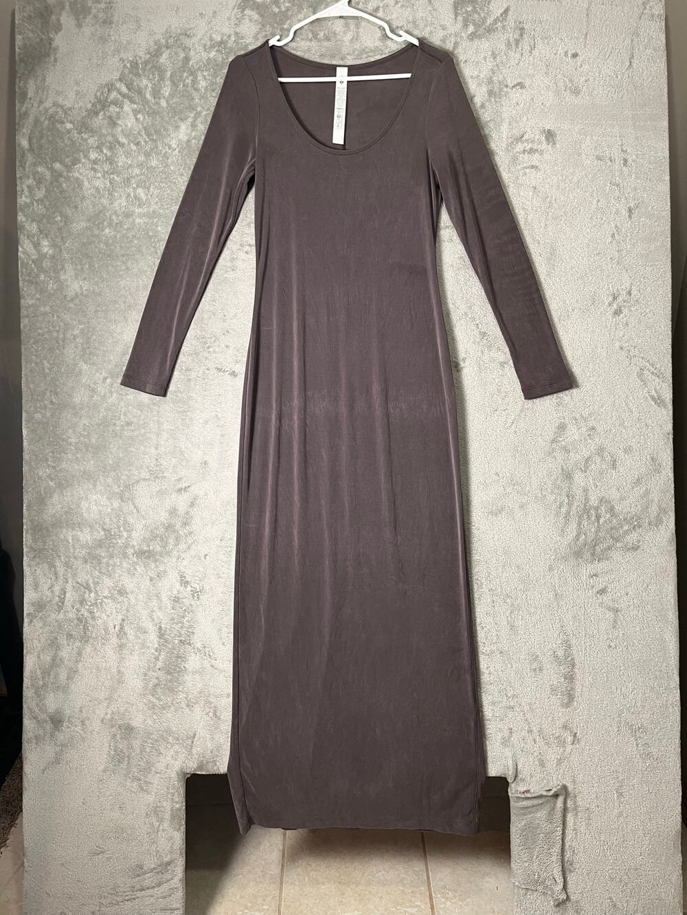 Lululemon Drapey Softstreme Long-Sleeve Maxi Dress Espresso Minimalist Medium